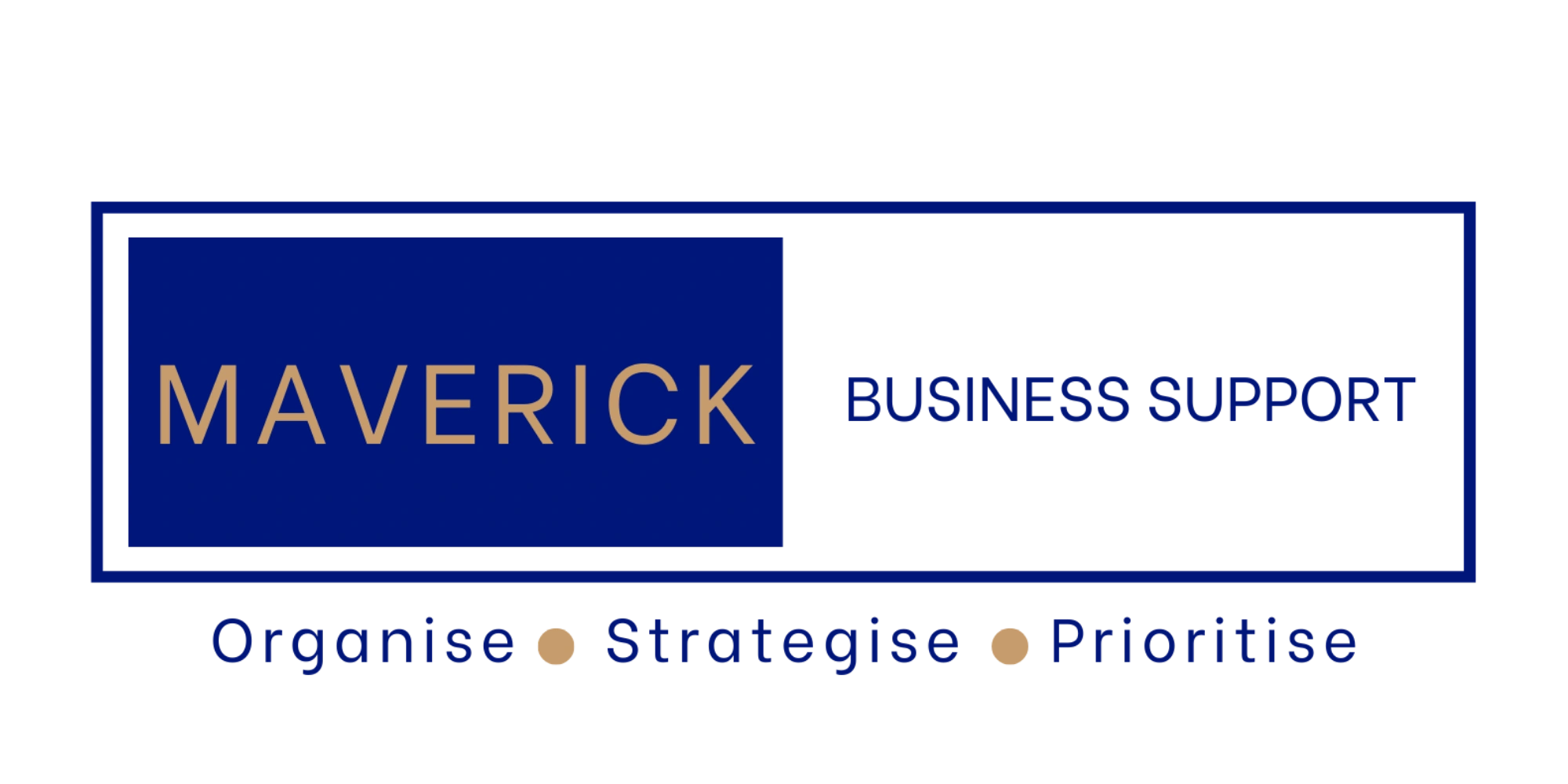 Maverick Business Support logo featuring the strapline Organise, Strategise, Prioritise